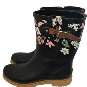 Western Chief Black and Floral Women's Rubber Boots